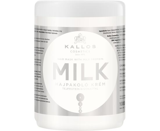 Маска для волос Kallos Cosmetics Milk с молочным протеином 1000 мл (5998889511395)