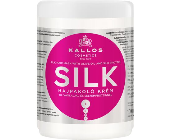 Маска для волосся Kallos Cosmetics Silk з оливковою олією і протеїнами шовку 1000 мл (5998889507992)