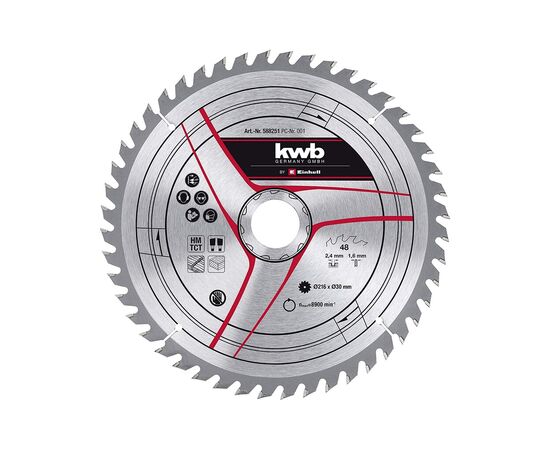 Диск пильний Einhell TCT KWB, 216х30 мм, 48 зуб. (588251)
