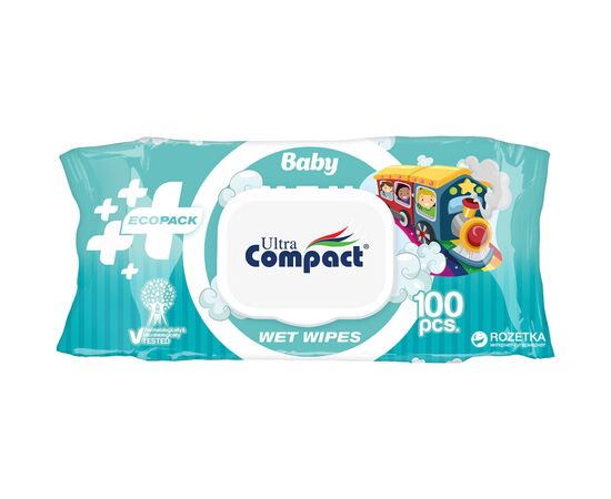 Детские влажные салфетки Ultra Compact Ecopack с клапаном, 100 шт (8697420534721)