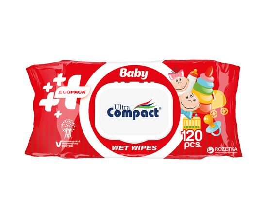 Детские влажные салфетки Ultra Compact Ecopack с клапаном, 120 шт (8697420534738)