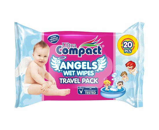 Детские влажные салфетки Ultra Compact Angels Baby 20 шт (8697420533328)