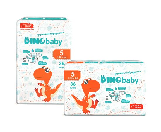 Підгузок Dino Baby Розмір 5 (11-25 кг) 36 шт (4823098410614), зображення 2 Підгузок Dino Baby Розмір 5 (11-25 кг) 36 шт (4823098410614), зображення 2