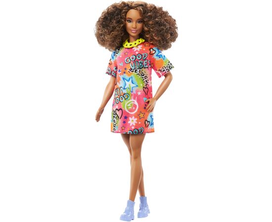 Кукла Barbie Модница в ярком платье-футболке (HJT00)