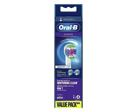 Насадка для зубної щітки Oral-B 3D White EB18RB CleanMaximiser (4), зображення 2 Насадка для зубної щітки Oral-B 3D White EB18RB CleanMaximiser (4), зображення 2