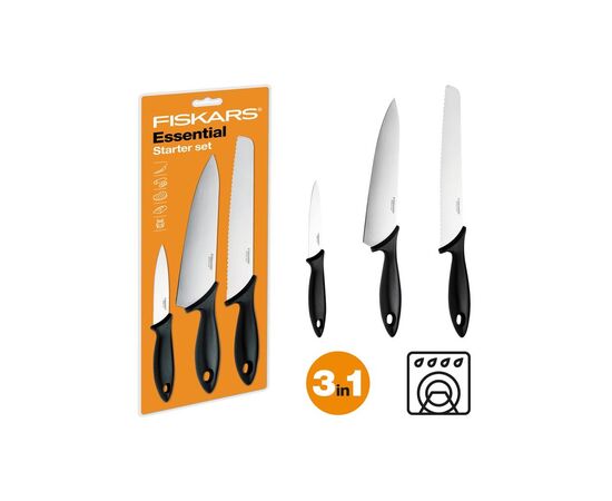 Набор ножей Fiskars Essential Starter 3шт (1023784), изображение 2 Набор ножей Fiskars Essential Starter 3шт (1023784), изображение 2