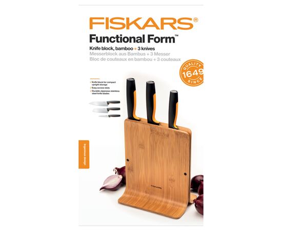 Набор ножей Fiskars Functional Form Bamboo 3 шт (1057553), изображение 3 Набор ножей Fiskars Functional Form Bamboo 3 шт (1057553), изображение 3