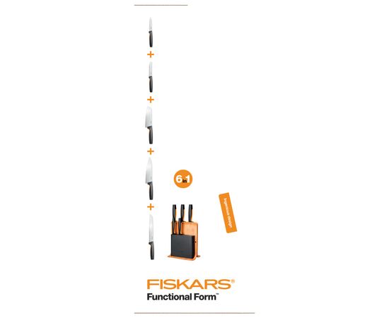Набор ножей Fiskars Functional Form Bamboo 5 шт (1057552), изображение 4 Набор ножей Fiskars Functional Form Bamboo 5 шт (1057552), изображение 4