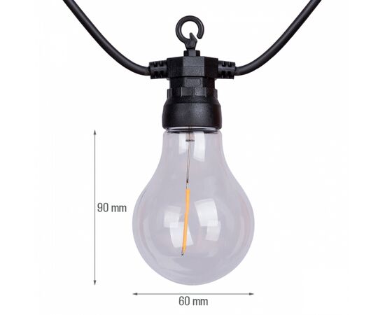 Гирлянда YES! Fun ретро LED вулична 10 ламп, 6 м, IP44, тепло-біла, 8 м (801172), изображение 3 Гирлянда YES! Fun ретро LED вулична 10 ламп, 6 м, IP44, тепло-біла, 8 м (801172), изображение 3