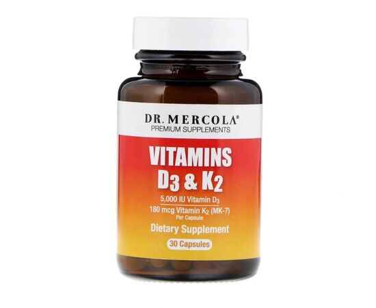 Витамин Dr. Mercola Витамины D3 и K2, Vitamins D3 & K2, 30 капсул (MCL-01691)