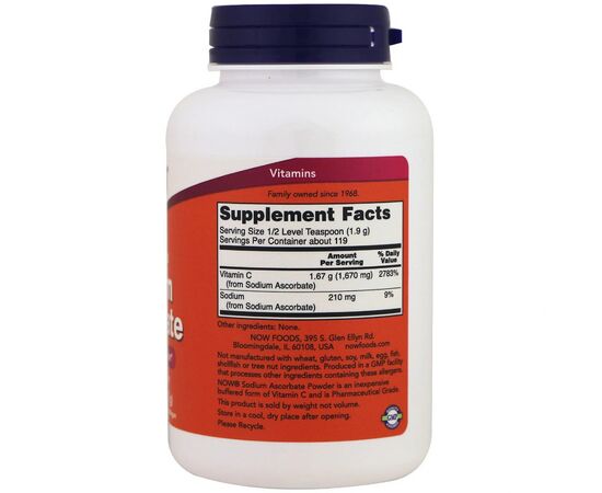 Витамин Now Foods Аскорбат натрия, Sodium Ascorbat, порошок, 227 г (NOW-00760), изображение 2