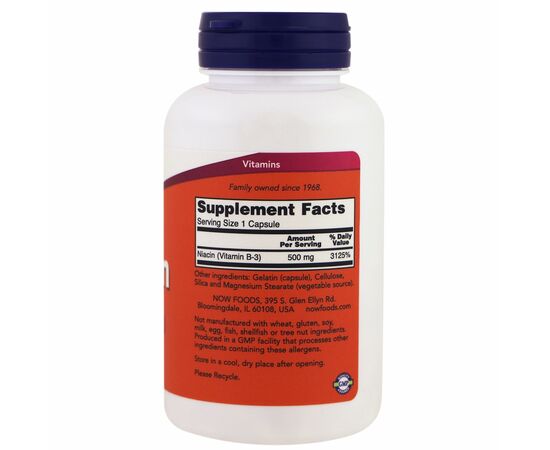 Вітамін Now Foods Ніацин (В3) 500мг, 100 капсул (NOW-00481), зображення 2 Вітамін Now Foods Ніацин (В3) 500мг, 100 капсул (NOW-00481), зображення 2