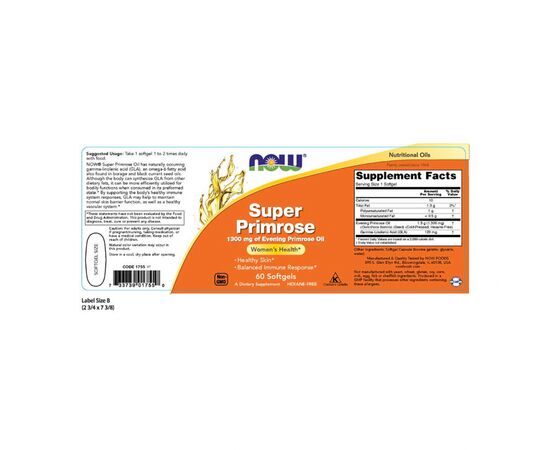 Травы Now Foods Масло Примулы Вечерней 1300mg, 60 желатиновых капсул¶Масло (NF1755), изображение 2 Травы Now Foods Масло Примулы Вечерней 1300mg, 60 желатиновых капсул¶Масло (NF1755), изображение 2