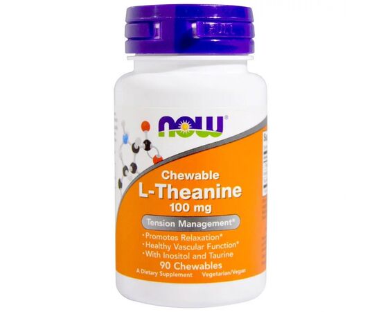 Аминокислота Now Foods L-Теанин, L-Theanine, 100 мг, 90 жевательных таблеток (NOW-00144)