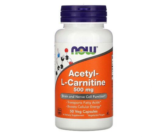 Витамин Now Foods Ацетил-L-Карнитин, Acetyl-L-Carnitine, 500 мг, 50 вегетариа (NF0075)