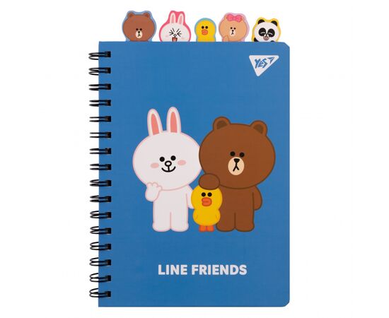 Блокнот Yes Line Friends А5 150 х 210 подвійна спіраль з фігурними роздільниками 80 аркушів Лінія (151775)