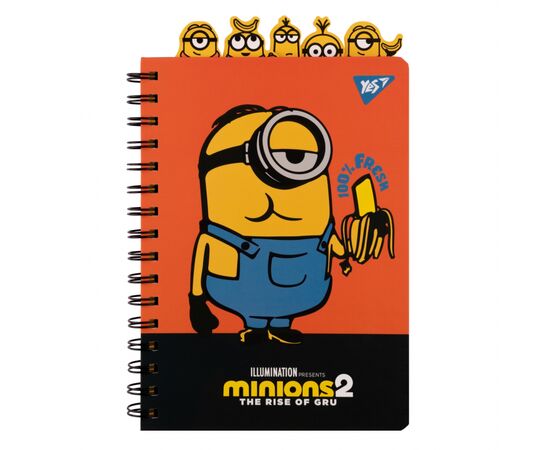 Блокнот Yes Minions А5 150 х 210 двойная спираль с фигурными разделителями 80 листов Линия (151778)