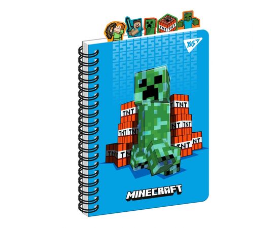 Блокнот Yes Minecraft А5 150 х 210 подвійна спіраль з фігурними роздільниками 80 аркушів Лінія (151777)