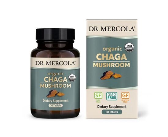 Травы Dr. Mercola Органический гриб Чага, Organic Chaga Mushroom, 30 таблеток (MCL03263)