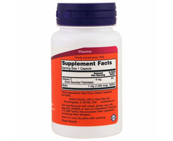Витамин Now Foods Биотин (В7) 1000мкг, 100 капсул (NOW-00469), изображение 2 Витамин Now Foods Биотин (В7) 1000мкг, 100 капсул (NOW-00469), изображение 2