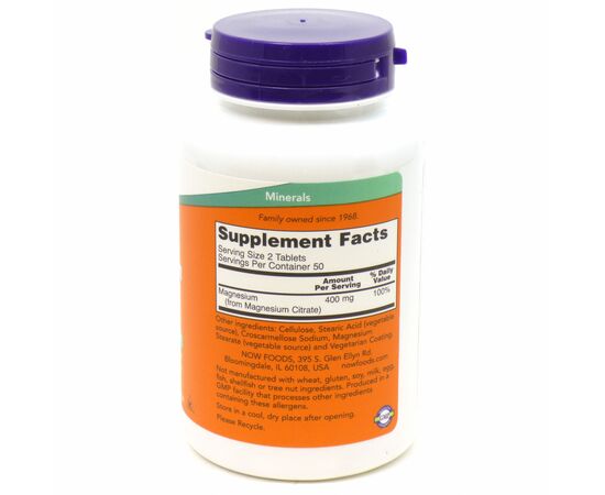 Минералы Now Foods Цитрат Магния 200мг, 100 таблеток (NF1290), изображение 2 Минералы Now Foods Цитрат Магния 200мг, 100 таблеток (NF1290), изображение 2