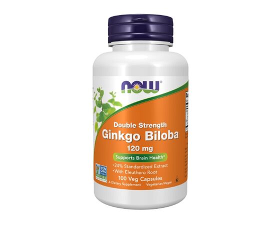 Травы Now Foods Гинкго Билоба, 120 мг, Ginkgo Biloba, Double Strength, 100 вегетариански (NF4683)