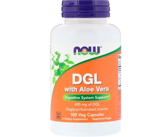 Травы Now Foods Лакрица и Алое Вера, DGL with Aloe Vera, 400 мг, 100 капсул (NOW-04654)