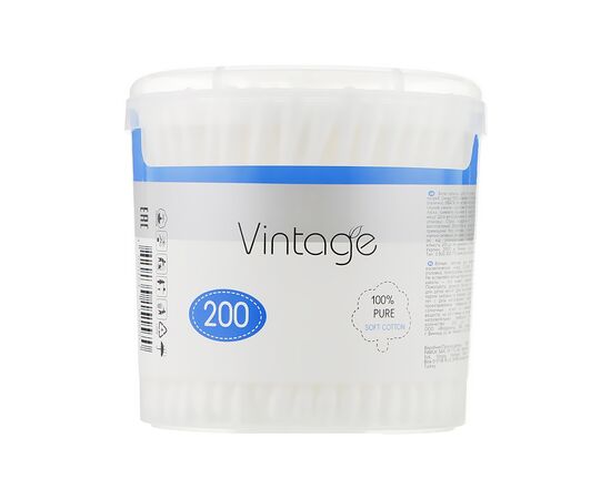 Ватные палочки Vintage в пластиковом стакане 200 шт. (4820164151570)