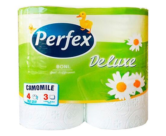 Туалетний папір Perfex Deluxe Ромашка 3 шари 4 рулони (8600101745248)