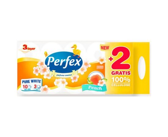 Туалетний папір Perfex Персик 3 шари 10 рулонів (8600101745941)