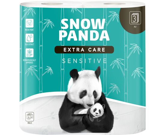 Туалетная бумага Сніжна Панда Extra Care Sensitive 3 слоя 4 рулона (4820183970671)