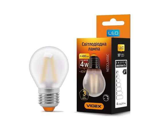Лампочка Videx LED Filament G45FMD 4W E27 4100K дімерна (VL-G45FMD-04274)