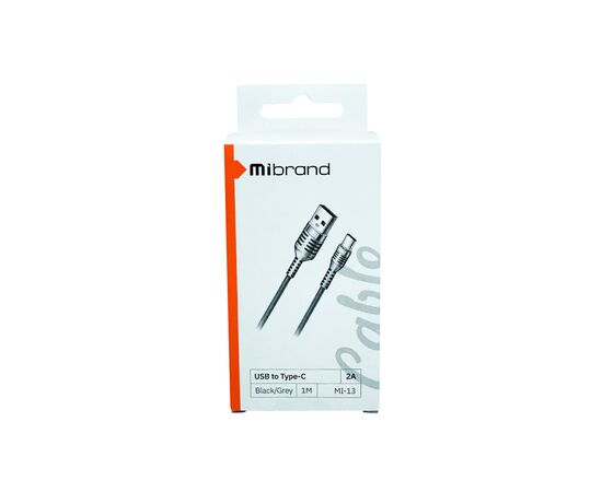 Дата кабель USB 2.0 AM to Type-C 1.0m MI-13 2A Black-Gray Mibrand (MIDC/13TBG), изображение 2 Дата кабель USB 2.0 AM to Type-C 1.0m MI-13 2A Black-Gray Mibrand (MIDC/13TBG), изображение 2