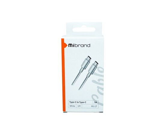 Дата кабель USB-C to USB-C 1.0m MI-17 5A Lightning White Mibrand (MIDC/17TTW), изображение 2 Дата кабель USB-C to USB-C 1.0m MI-17 5A Lightning White Mibrand (MIDC/17TTW), изображение 2