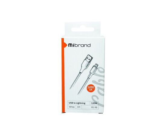 Дата кабель USB 2.0 AM to Lightning 1.0m MI-98 120W White Mibrand (MIDC/98LW), изображение 2 Дата кабель USB 2.0 AM to Lightning 1.0m MI-98 120W White Mibrand (MIDC/98LW), изображение 2