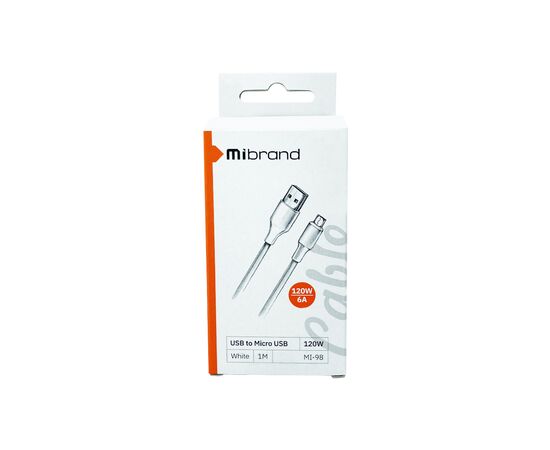 Дата кабель USB 2.0 AM to Micro 5P 1.0m MI-98 120W White Mibrand (MIDC/98MW), изображение 2 Дата кабель USB 2.0 AM to Micro 5P 1.0m MI-98 120W White Mibrand (MIDC/98MW), изображение 2