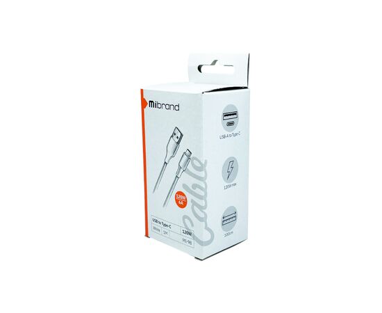 Дата кабель USB 2.0 AM to Type-C 1.0m MI-98 120W White Mibrand (MIDC/98TW), изображение 2 Дата кабель USB 2.0 AM to Type-C 1.0m MI-98 120W White Mibrand (MIDC/98TW), изображение 2