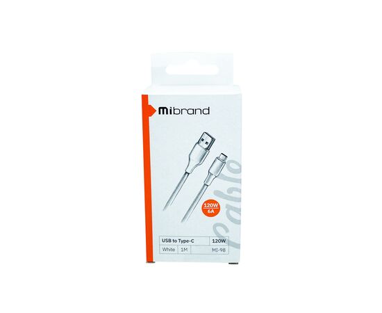 Дата кабель USB 2.0 AM to Type-C 1.0m MI-98 120W White Mibrand (MIDC/98TW), изображение 3 Дата кабель USB 2.0 AM to Type-C 1.0m MI-98 120W White Mibrand (MIDC/98TW), изображение 3