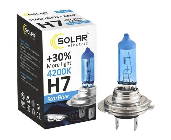 Автолампа SOLAR H7 12V 55W PX26d StarBlue 4200K (1247), изображение 2 Автолампа SOLAR H7 12V 55W PX26d StarBlue 4200K (1247), изображение 2