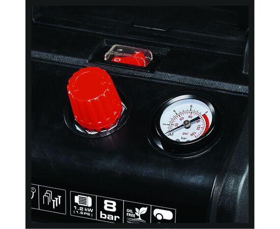Компрессор Einhell TC-AC 190/6/8 OF Set, 1200 Вт (4020650), изображение 8 Компрессор Einhell TC-AC 190/6/8 OF Set, 1200 Вт (4020650), изображение 8