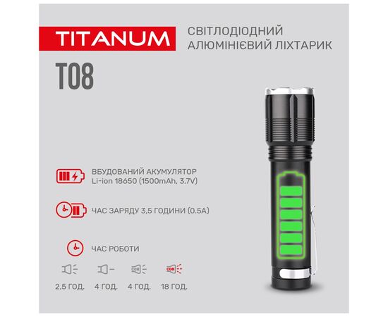 Фонарь TITANUM 700Lm 6500K (TLF-T08), изображение 5 Фонарь TITANUM 700Lm 6500K (TLF-T08), изображение 5