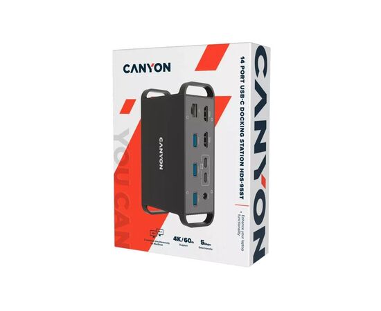Порт-репликатор Canyon Docking Station with 14 ports, with Type C female*4, USB3.0*2, USB2.0*2 (CNS-HDS95ST), изображение 5 Порт-репликатор Canyon Docking Station with 14 ports, with Type C female*4, USB3.0*2, USB2.0*2 (CNS-HDS95ST), изображение 5