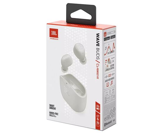 Наушники JBL Wave Buds TWS White (JBLWBUDSWHT), изображение 10 Наушники JBL Wave Buds TWS White (JBLWBUDSWHT), изображение 10