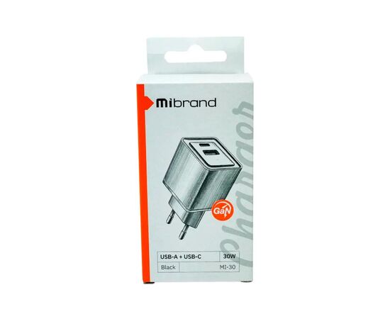 Зарядное устройство Mibrand MI-30 GaN White (MIWC/30UCW), изображение 2 Зарядное устройство Mibrand MI-30 GaN White (MIWC/30UCW), изображение 2