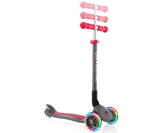 Самокат Globber Primo Foldable Lights серо-красный (432-120-2), изображение 3 Самокат Globber Primo Foldable Lights серо-красный (432-120-2), изображение 3