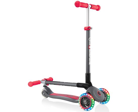 Самокат Globber Primo Foldable Lights серо-красный (432-120-2), изображение 4 Самокат Globber Primo Foldable Lights серо-красный (432-120-2), изображение 4