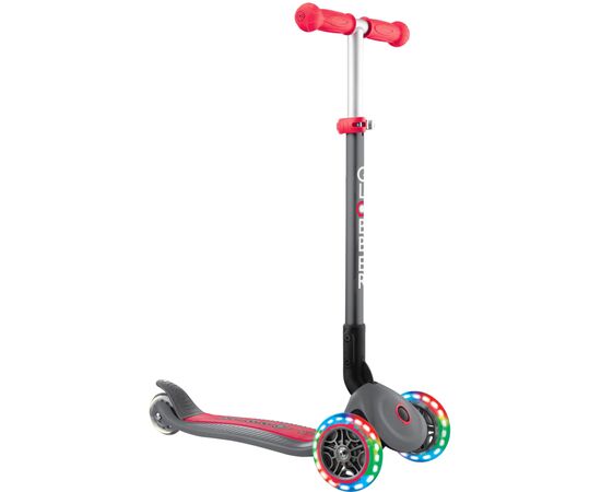 Самокат Globber Primo Foldable Lights серо-красный (432-120-2)