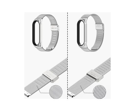 Ремешок для фитнес браслета BeCover Metal для Xiaomi Mi Smart Band 7 Silver (707494), изображение 2 Ремешок для фитнес браслета BeCover Metal для Xiaomi Mi Smart Band 7 Silver (707494), изображение 2