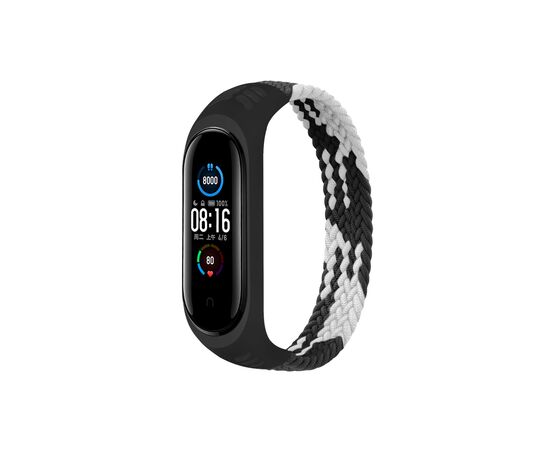 Ремешок для фитнес браслета BeCover Elastic Nylon Style для Xiaomi Mi Smart Band 5/6 (Size L) Black-White (706158)