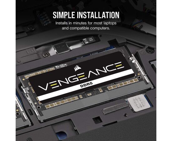 Модуль памяти для ноутбука SoDIMM DDR5 16GB 4800 MHz Vengeance Corsair (CMSX16GX5M1A4800C40), изображение 6 Модуль памяти для ноутбука SoDIMM DDR5 16GB 4800 MHz Vengeance Corsair (CMSX16GX5M1A4800C40), изображение 6